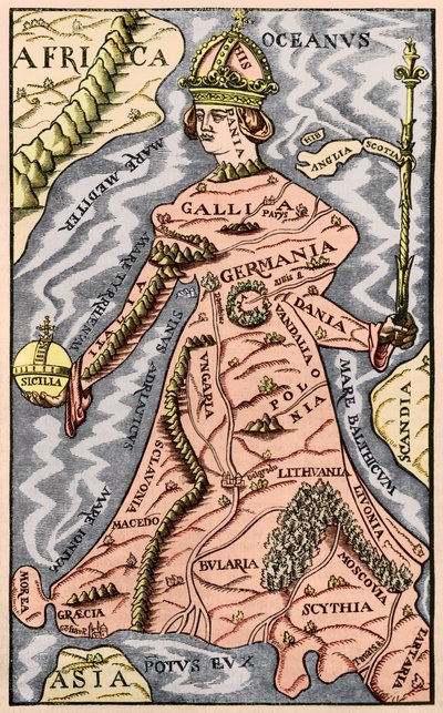 Mapa de Europa, ilustración de Le Magasin Pittoresque, 1849 de French School