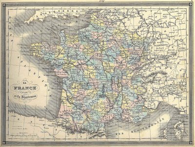 Mapa de Francia - en “Atlas universel” de Vuillemin, ca. 1851 de French School