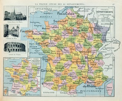 Mapa de Francia, c. 1914 de French School