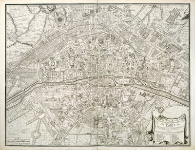 Mapa de París, de LAtlas de París por Jean de la Caille, 1714 de French School