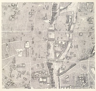 Mapa de París que muestra la Île de la Cité, de LAtlas de París por Jean de la Caille, 1714 de French School