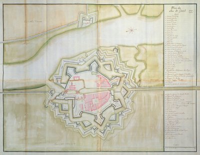 Mapa de Sas van Gent, Países Bajos, 1747 de French School