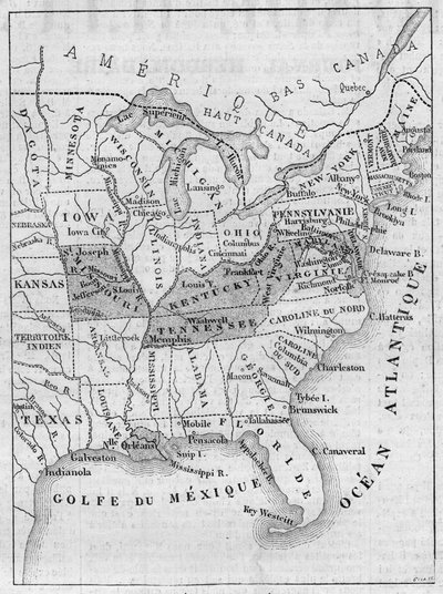 Mapa de la esclavitud en los Estados Unidos de French School