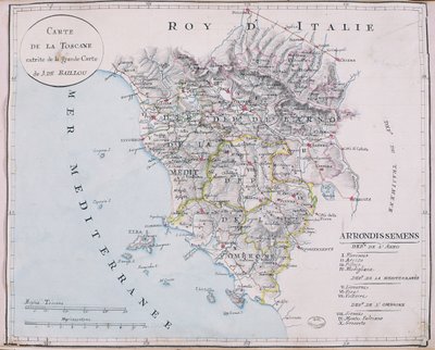 Mapa de la Toscana, detalle del gran mapa de J. de Baillou de French School