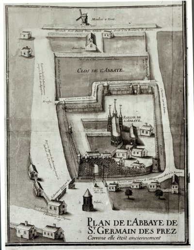 Mapa de la Abadía de Saint-Germain-des-Prés, 1713 de French School
