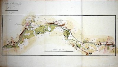 Mapa del Canal de Borgoña, finales del siglo XVIII de French School