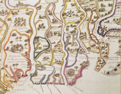 Mapa de la costa de África y el río Gambia, 1622 de French School