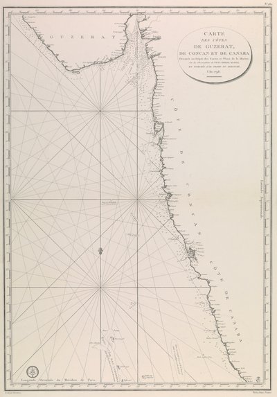 Mapa de la costa de Gujarat de French School