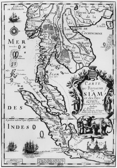 Mapa del Reino de Siam, París, 1686 de French School