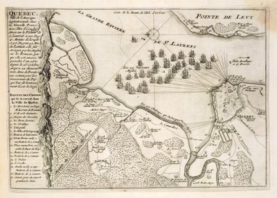 Mapa del Sitio de Quebec por la Flota Británica, 1670 de French School