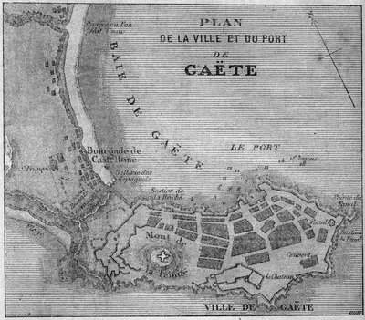 Mapa de la ciudad y puerto de Gaeta, Italia de French School