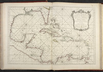 Mapa que muestra el Golfo de México, Mapa reducido del Golfo de México y las islas de América de French School