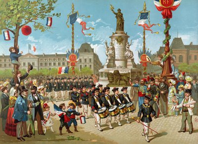 Marcha de los batallones escolares el 14 de julio de 1883 en la Place de la République de French School