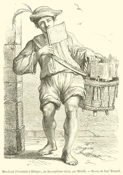 Vendedor de abanicos en Bolonia, en el siglo XVII de French School