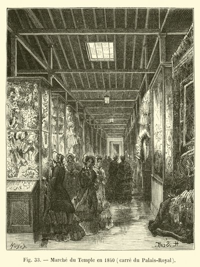 Mercado del Temple en 1840, plaza del Palais-Royal de French School