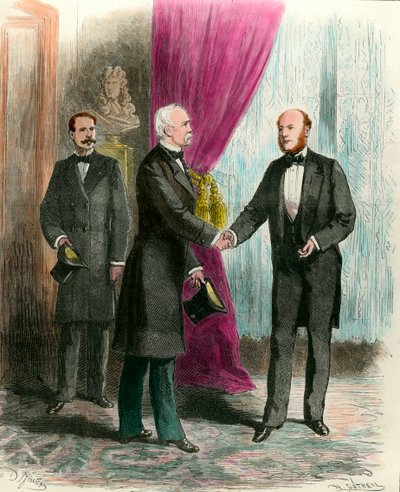 Mariscal Mac Mahon (1808-1898) visitando al nuevo presidente de la república Jules Grévy (1807-1891) después de la elección presidencial en 1879. Colección privada de French School