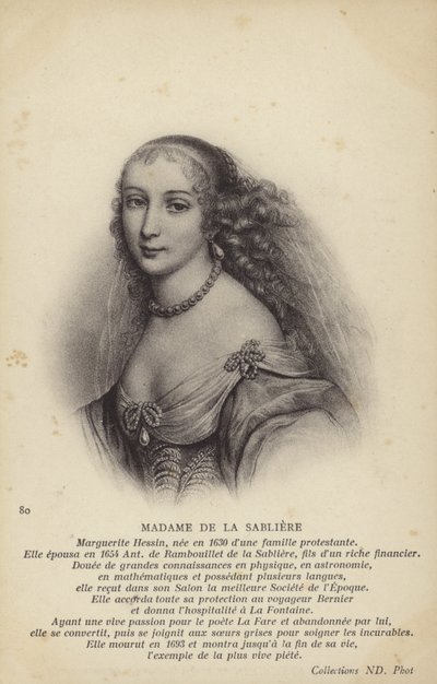 Marguerite de la Sabliere (c1640-1693), salonista francesa (litografía) de French School