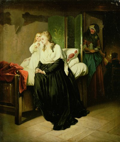 María Antonieta partiendo hacia su ejecución (uno de un par) de French School