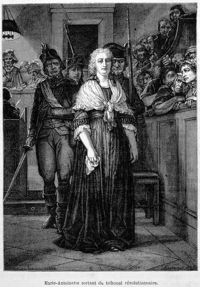 María Antonieta saliendo del tribunal revolucionario - grabado - en "L