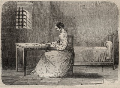 Marie Fortunee Capelle, Marie Lafarge (Madame) (1816-1852) criminal francesa en su prisión - Grabado en “Causas célebres de todos los pueblos” por Armand Fouquier (1817-18?) 1858-1867 - Colección privada de French School
