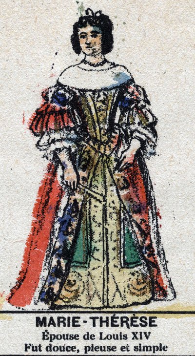 María Teresa de Austria (1638-1683), Reina de Francia. En "Galería de Reyes y Reinas de Francia y personajes ilustres de 1643 a 1895" Imagen de epinal. de French School