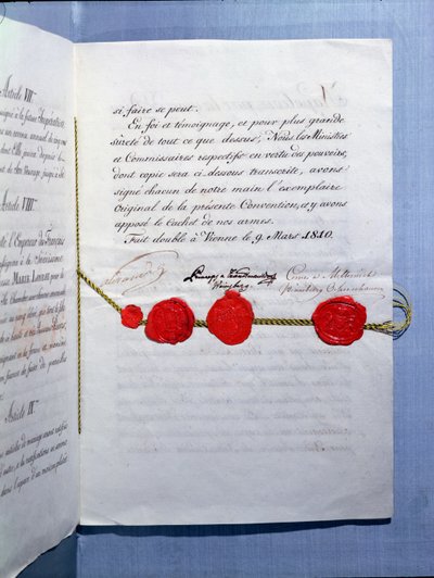 Contrato de matrimonio del Emperador Napoleón Bonaparte (1769-1821) y María Luisa (1791-1847) Viena, 9 de marzo de 1810 de French School