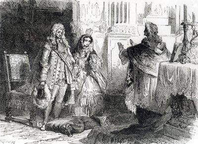 Matrimonio de Luis XIV y Madame de Maintenon de French School