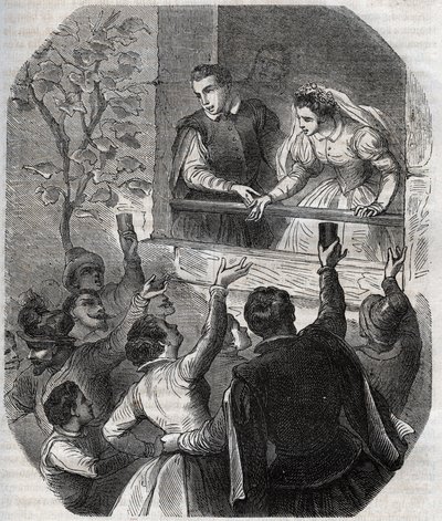 Matrimonio de Martin Guerre (circa 1524) y Bertrande de Rols en Artigat (Ariege) el 15 de mayo de 1539. Grabado de 1871 en “Histoire Des Cocus Celebres” por Henry de Kock (1819-1892). de French School
