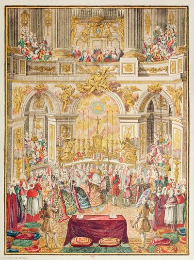 Matrimonio del Delfín de Francia (futuro Luis XVI) con la Archiduquesa María Antonieta en la capilla de Versalles el 16 de mayo de 1770 de French School