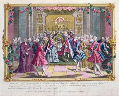 Matrimonio del Delfín de Francia (futuro Luis XVI) con la Archiduquesa María Antonieta en la capilla de Versalles el 16 de mayo de 1770 de French School