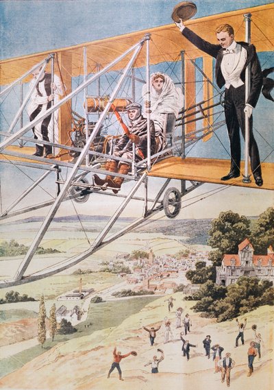 Matrimonio en un avión, ilustración de Le Petit Journal 1911 de French School