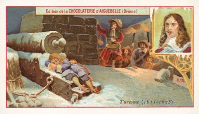 Mariscal Turenne durmiendo sobre un cañón en la víspera de una batalla de French School