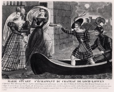 Mary Stuart (1542-87) Escapando del Castillo de Loch Leven de French School