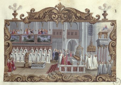Misa dedicada a Santa Genoveva, de un manuscrito, 1709 de French School