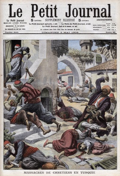 Masacre de cristianos en Turquía: masacre de 30,000 armenios en la ciudad de Adana (Cilicia) (1 de abril) de French School