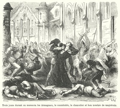 Masacre de los Armagnacs por los borgoñones, París de French School