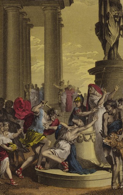 Matatías matando a un judío que sacrificaba a los ídolos (grabado) de French School