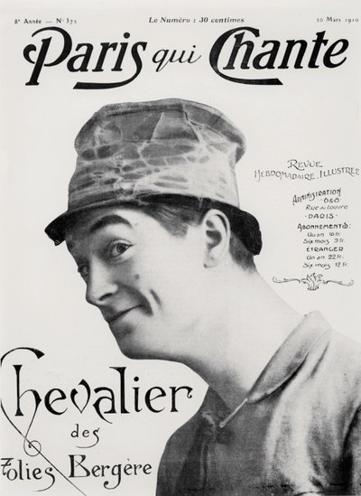 Maurice Chevalier, de "Paris qui Chante", 30 de marzo de 1910 (litografía) de French School