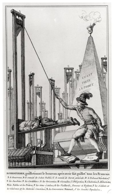 Maximilien de Robespierre (1758-94) ejecutando al verdugo de French School
