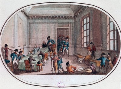Maximilien de Robespierre herido en la antesala del Comité de Salvación Pública de French School