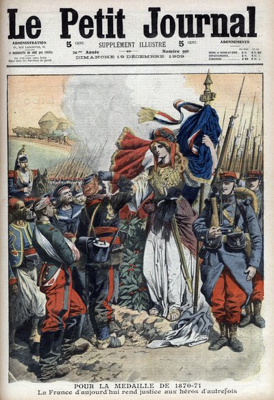 Medalla para veteranos de la guerra de 1870-1871: alegoría de Francia rindiendo justicia a los héroes del pasado - 