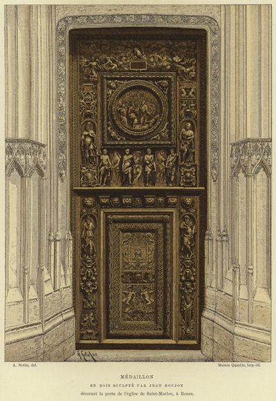 Medallón en madera tallada por Jean Goujon en la puerta de la Iglesia de Saint-Maclou, Rouen de French School