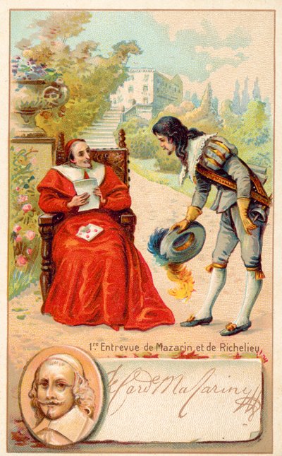 Encuentro del Cardenal Richelieu y Jules Mazarin de French School