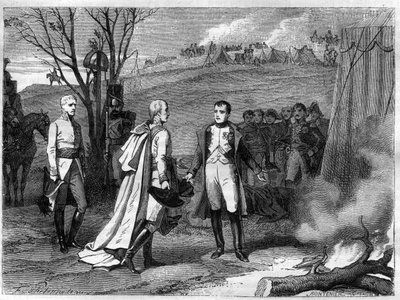 Reunión de dos emperadores después de la Batalla de Austerlitz, 4 de diciembre de 1805 (Napoleón Bonaparte) de French School