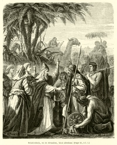 Melquisedec, rey de Jerusalén, bendice a Abraham de French School