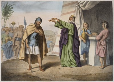Melquisedec bendiciendo a Abraham, ilustración de un catecismo L