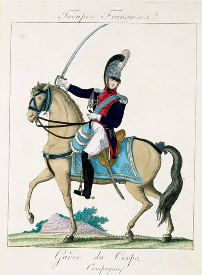 Miembro de la Guardia del Cuerpo, de Troupes Francaises, pub. chez Basset, París, c.1790 de French School