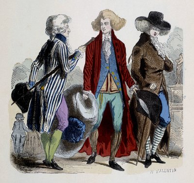 Moda masculina en París en 1787 de French School