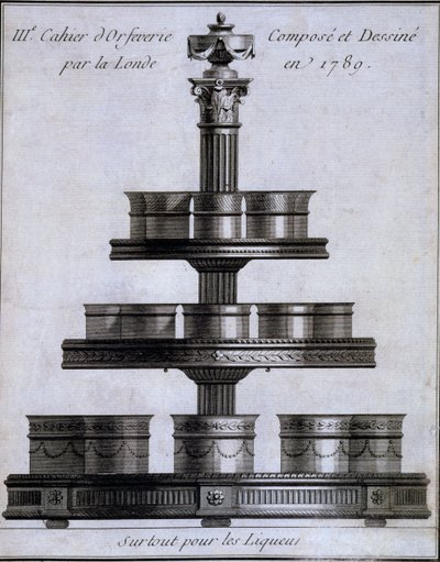 Orfebrería: un juego de copas de licor en un soporte, 1780-96 de French School
