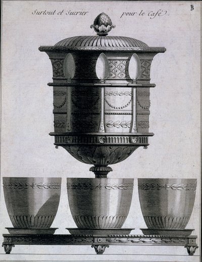 Orfebrería: juego de café con cucharas y azucarero, 1780-96 de French School